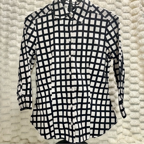 New York & Company Tops - Women Monochrome Checkered Blouse